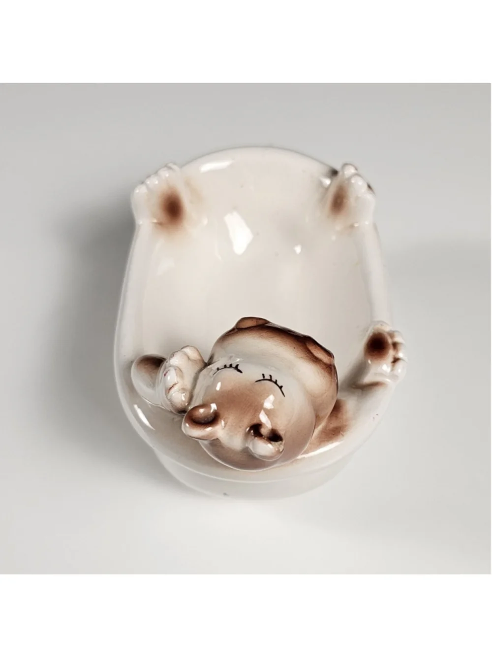 Vintage 1976 Seymour Mann Ceramic Hippo in Bathtub Soap Dish Sponge Holder